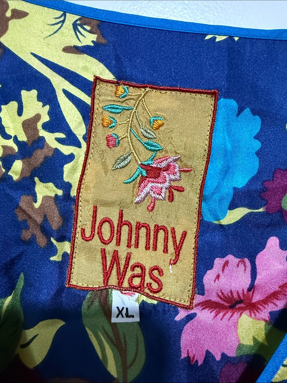 Johnny Was Multicolor Floral Tunic with Navy Base and Pink Accents - Picture 2 of 7